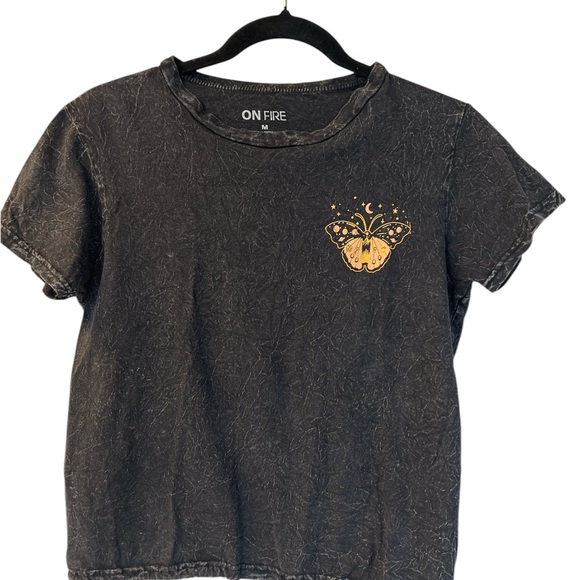 On Fire Black T-Shirt with Butterfly Design - Medium - Picture 1 of 6